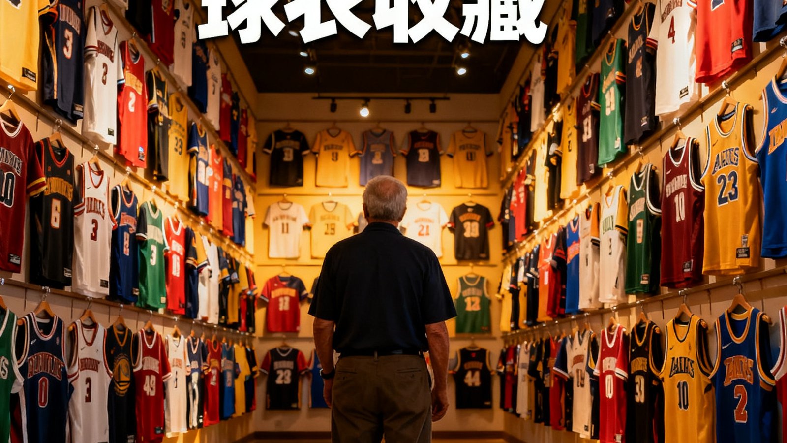 一位资深球迷收藏了200多件球衣的专题采访封面，球衣挂满整面墙的震撼画面